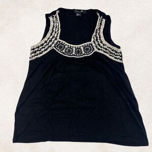 Forever 21 Blouse Womens Small Black Crochet Southwestern Vintage Inspired Tank